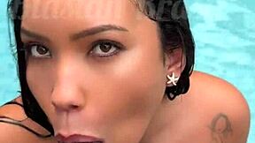 Lina Nakamura's big ass fucked public poolside by John Coffee's monster cock interracial cum facial