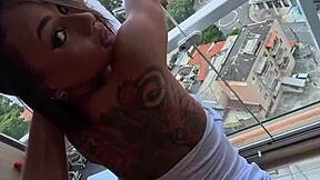 rough tattooed latina gets eaten fucked doggy cowgirl pov all day