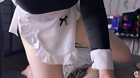 shy maid bends for rough pussy pounding cum finish