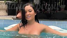 Lina Nakamura's big ass fucked public poolside by John Coffee's monster cock interracial cum facial
