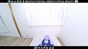 mio ichihara rides hard in vr cosplay with shaved pussy orgasms and toy moaning close-ups