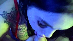 super lingerie babe gives sloppy home blowjob on monster cock