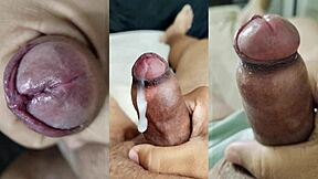 compilation of my tiny foreskin dick jerks and girlfriend's squirting orgasms part 21