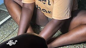 Black mature milf zaddi spreads trimmed pussy and big clit for voyeur