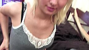 blonde milf rides cock doggy with fishnets gaping ass