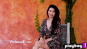 viviane leigh busty asian model poses seductively outdoors exposing her huge tits and ass