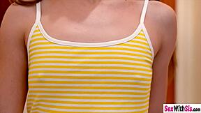 stepsister cheerleader kait and bff juniper share stepbro's big cock blowjob