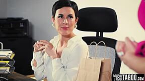 did kinky boss force you to fuck her huge-cocked husband in office?