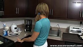 exxxtrasmall petite blonde cutie rides huge cock hardcore shaved and hairless