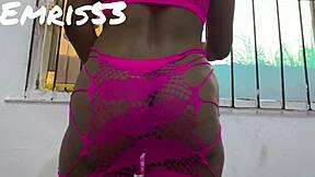 Bubble ass slim thick ebony slut spreads for rough big cock pounding