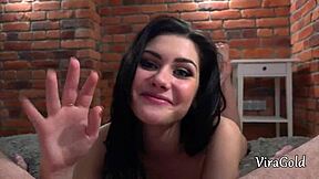 beautiful 18yo avrora rich deepthroats cock closeup cum in mouth