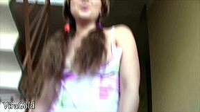 Neighbor girl sucks cock hard in house entrance