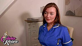 innocent teen nurse deepthroats cum-covered in sexy uniform fetish