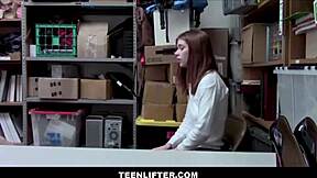 whoa cute redhead pepper hart sucks chad white's big cock to dodge cop trouble after teen shoplifting bust