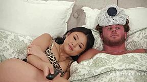 oh shit... caught mid-fuck with girlfriend's cute asian bestie licking wet pussy in cheating ffm!