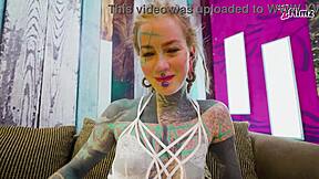 tattooed anal slut in lingerie heels fingers ass to mouth