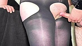 He angles virgin dick deep in her pussy then cums on nylons