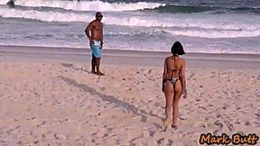 magrinha sayuri sakai tempts stud on beach for public pounding show