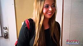 Coed blonde madelyn licks brunette sofia pussy!