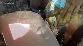 forest blowjob tempts with curvy legs and juicy lips