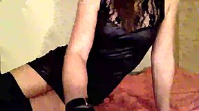 Skinny russian brunette squirts hard riding dildo in webcam solo frenzy