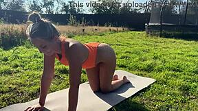 I did hot yoga outside and he rams monster cock down my throat in public!