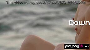 Watch adorable skinny Ukrainian muse Demi Fray strip naked on rocks?