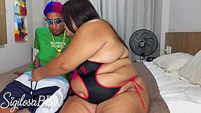 bbw ebony backstage interview big ass oiled flashing before group fun