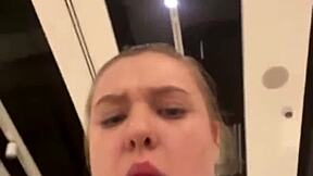 BBW BLONDE TEEN MASTURBATES to intense ORGASM in public CHANGING ROOM FITTING AREA