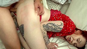 shocking stepmom sucks stepson dick as santa then huge creampie on tits