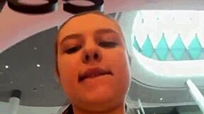 BBW BLONDE TEEN MASTURBATES to intense ORGASM in public CHANGING ROOM FITTING AREA