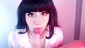yumeko jabami edges her slave with teasing blowjob huge facial cumshot