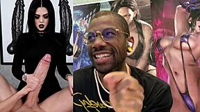 tight bald pussy teen goth lady d rides dildo cowgirl jerking gooner cock cum covered ass