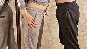 girl next door mirror workout turns into cap guy big dick blowjob doggy