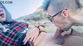 white boy drops to knees sucking shemale cock outdoors publicly