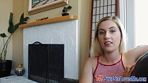 stepsis teen pussy filled with hot jizz pov