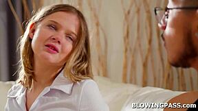 stepsis gags on stepbro's monster cock deepthroat blowjob