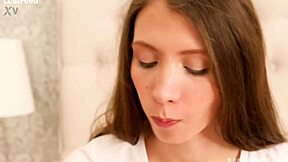 innocent stephanie moon masturbates her tight pussy