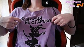 Skinny teen babe teases puffy nipples to orgasm watching porn after school