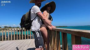 bound blonde beach slut flashes blue eyes begs for public pov punishment cock at isabela lookout