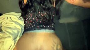 Petite ebony baddie moans from rough backshots and sloppy pussy pounding