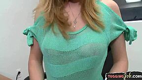 hey this young office babe's jerking your pov cock close up