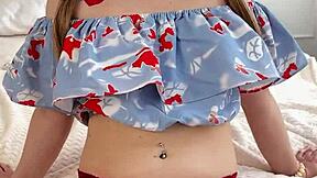 Daddy's petite college girl in uniform gets spanked barefoot hard