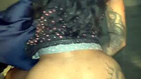 Petite ebony baddie moans from rough backshots and sloppy pussy pounding