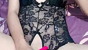 Hijab girl stuffs vibrator and cock in her skinny pussy at once