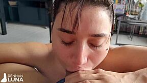 brazilian slut takes creampie in pussy then gaping anal fill 😈💦