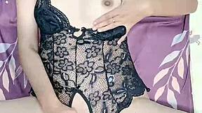 Hijab girl stuffs vibrator and cock in her skinny pussy at once