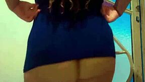 Chubby Ebony BBW Flashes Oiled Fishnets Backstage Before Submissive Group Swing