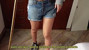 stepsis with huge tits in jean shorts sneaks a fuck so i won't tell her parents