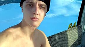 daddy watch me flash n jerk skinny cock in public ski gondola forest 😈🌲🍆